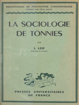 cover image of La sociologie de Tönnies